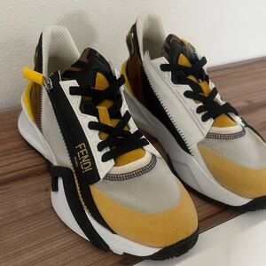Fendi Yellow and Black Athletic Shoes